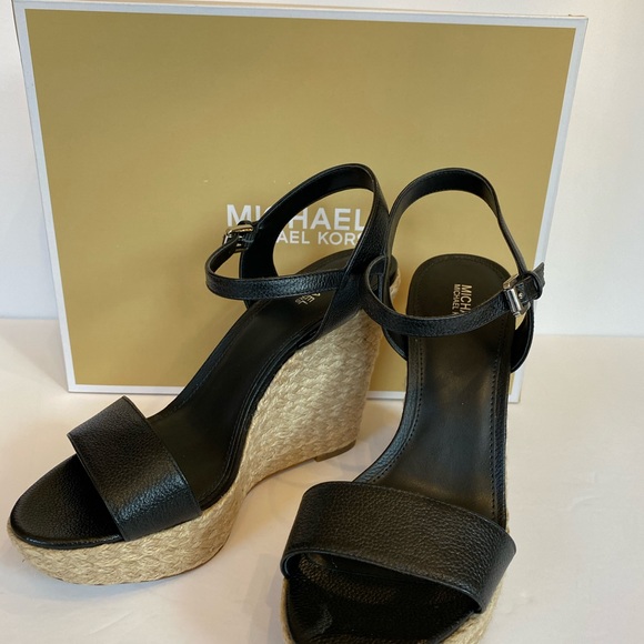 MICHAEL KORS JILL WEDGE LEATHER SANDAL SIZE:8.5 - Picture 5 of 12